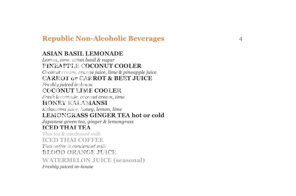 Republic Non Alcoholic Beverage Menu Photo by lznyc Photobucket